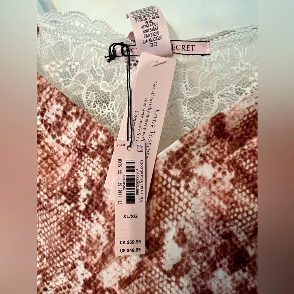 Women’s Victoria Secret Lace Snakeskin Print Lounge Tank Top. NEW! - Picture 3 of 7